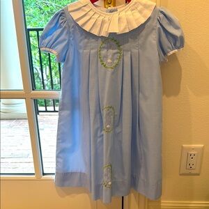 Blue and White Pleated Collar Bunny Dress